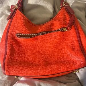 Coach Orange Textured Hobo Bag